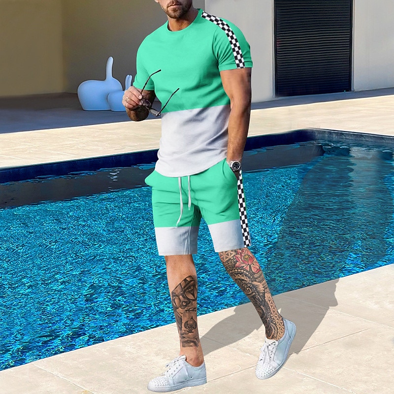 Outdoor Sport Leisure - طقم رجالي من قطعتين بنمط ملون،