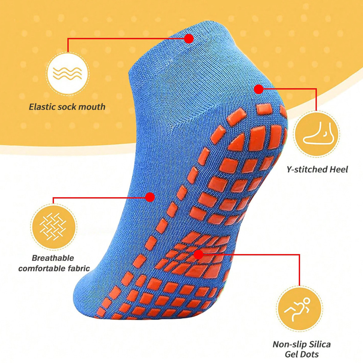 1/4 Pairs للجنسين سيليكون عدم  - مراجعة Trampoline Park Sock وسعره